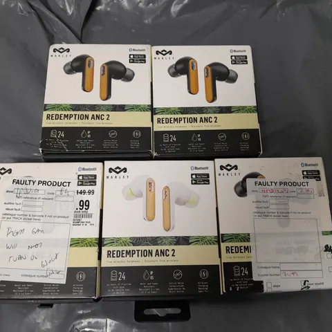 LOT OF 5 BOXED MARLEY REDEMPTION ANC 2 TRUE WIRELESS EARBUDS