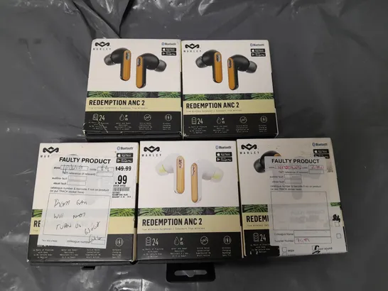 LOT OF 5 BOXED MARLEY REDEMPTION ANC 2 TRUE WIRELESS EARBUDS