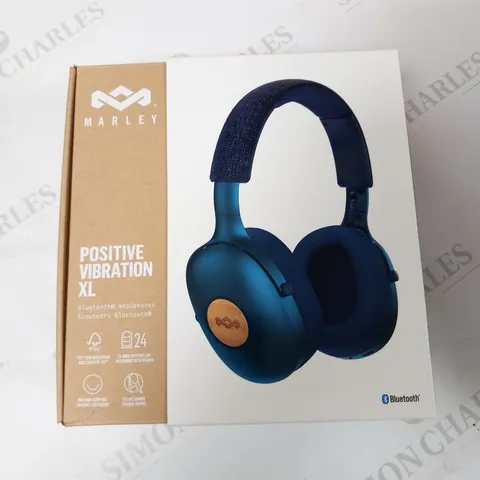 BOXED HOUSE OF MARLEY POSITIVE VIBRATION XL BLUETOOTH HEADPHONES EM-JH141-BL