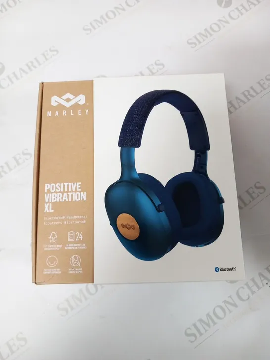 BOXED HOUSE OF MARLEY POSITIVE VIBRATION XL BLUETOOTH HEADPHONES EM-JH141-BL