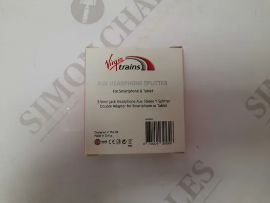 BOX OF APROX 10 VIRGIN TRAINS AUX HEADPHONE SPLITTER 3.5MM