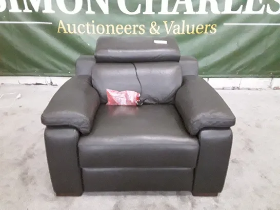 QUALITY ITALIAN DSIGNER RICCARDO ELECTRIC RECLINER CHAIR WITH SMALL ARMS - SLATE LEATHER