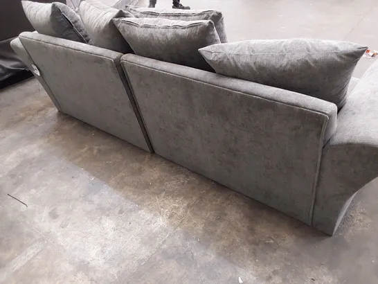 DESIGNER FOUR SEATER SOFA WITH SCATTER CUSHIONS GREY FABRIC 