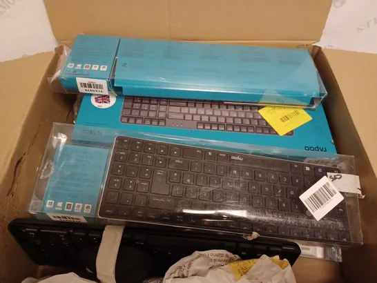 BOX OF APPROX 10 ITEMS INCLUDING RAPOO WIRELESS KEYBOARDS AND MOUSE