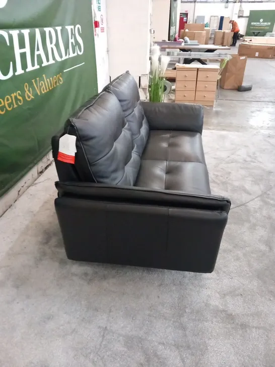 DESIGNER ITALIAN MADE BOLZANO BLACK LEATHER ELECTRIC RECLINING TWO SEATER SOFA