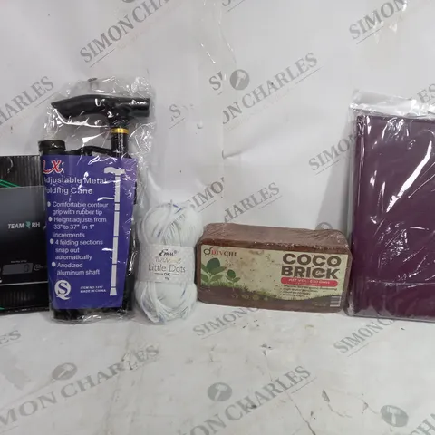 BOX OF APPROXIMATELY 30 ASSORTED ITEMS TO INCLUDE - LX FOLDING CANE - TEAM RH KITCHEN SCALE - COCO BRICK - COLLECTION ONLY 