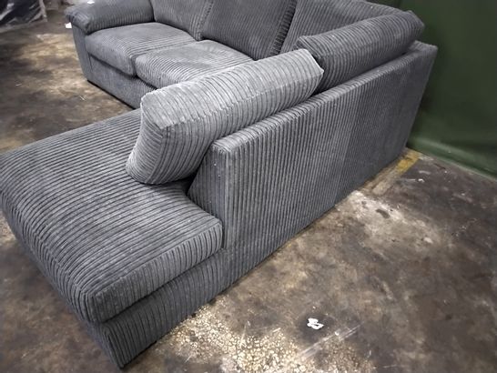 DESIGNER GREY JUMBO CHORD CHAISE CORNER SOFA 