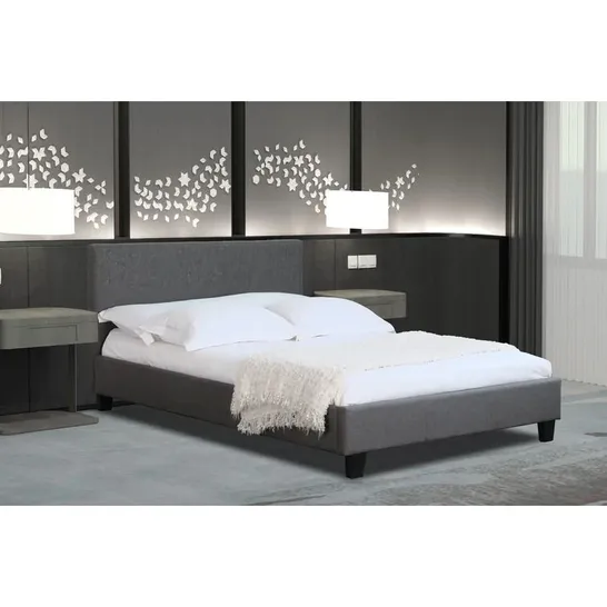 BOXED FEDORKO UPHOLSTERED BED FRAME IN DARK GREY // SIZE: 4FT6 (1 BOX)