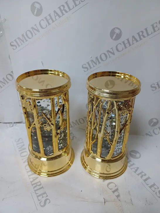 BOXED HOME REFLECTIONS PAIR OF PRELIT SWIRLING GLITTER SCENIC PILLARS