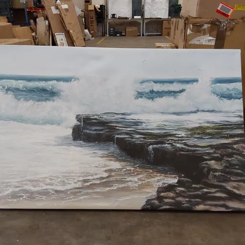 WRAPPED CANVAS PAINTING - WAVES HITTING THE ROCKS (1 ITEM)