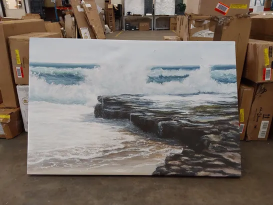 WRAPPED CANVAS PAINTING - WAVES HITTING THE ROCKS (1 ITEM)