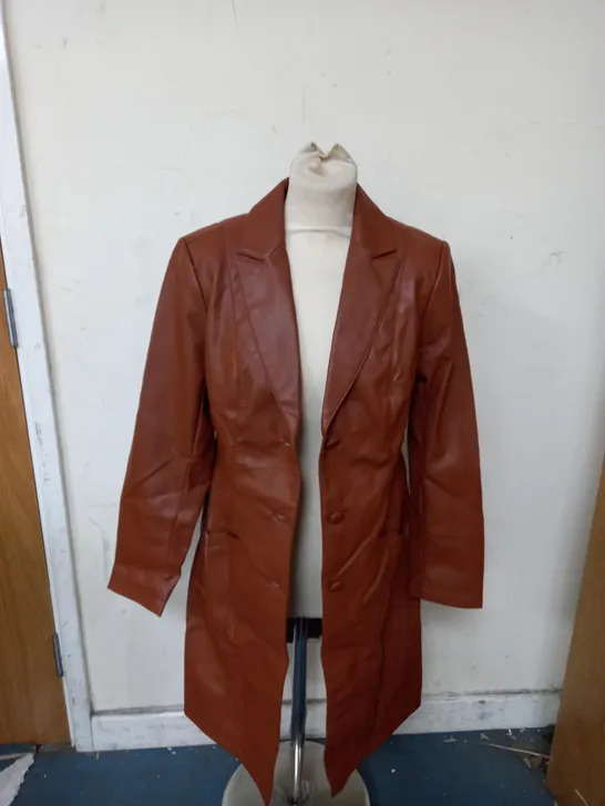 RUTH LANGSFORD FAUX LEATHER COAT