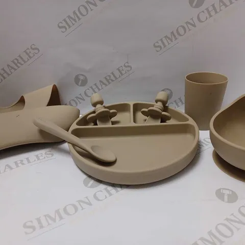 MINI FOLK SILICONE NATURAL DINING SET 