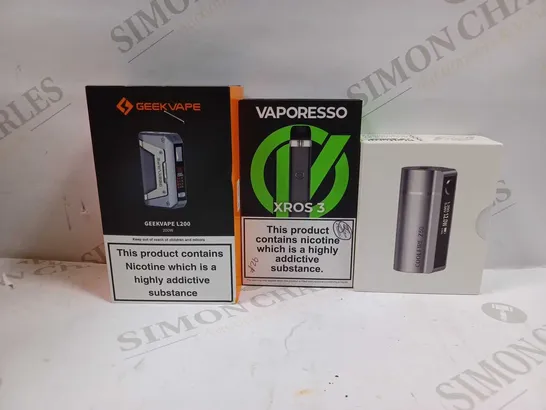 LOT OF APPROXIMATELY 30 ASSORTED E-CIGARETTES AND LIQUIDS TO INCLUDE GEEKVAPE L200, VAPORESSO XROS 3, INNOKIN COOLFIRE Z50, ETC 