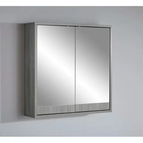 BOXED FRITSCHLE 600MM W 600M H SURFACE GREY MIRRORED DOOR CABINET (1 BOX)