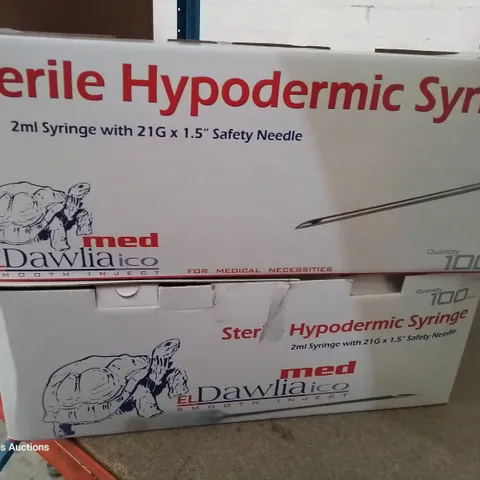 TWO CASES EACH CONTAINING 100 STERILE HYPODERMIC SYRINGES 2ml with 21G × 1.5" SAFETY NEEDLE