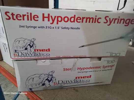 TWO CASES EACH CONTAINING 100 STERILE HYPODERMIC SYRINGES 2ml with 21G × 1.5" SAFETY NEEDLE