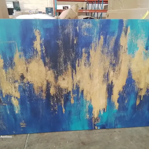 BLUE AND GOLD ABSTRACT CROP CANVAS BY DANH