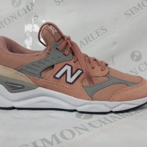 BOXED PAIR OF NEW BALANCE TRAINERS IN SALMON PINK/GREY UK SIZE 6