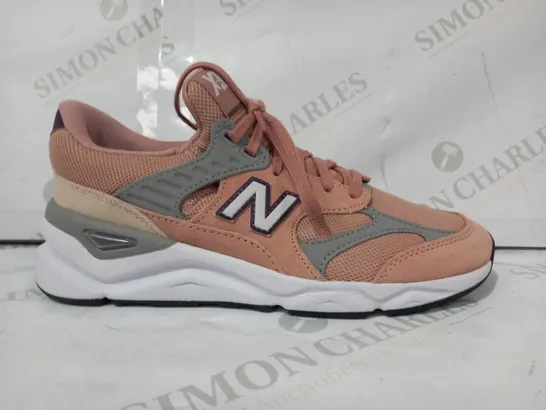 BOXED PAIR OF NEW BALANCE TRAINERS IN SALMON PINK/GREY UK SIZE 6