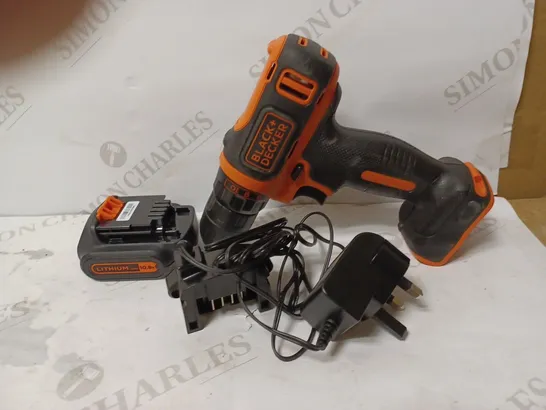 BLACK+DECKER 10.8 V CORDLESS COMPACT ELECTRIC DRILL DRIVER [BDCDD12-GB]