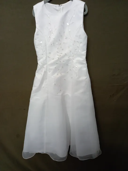 WHITE EMBELLISHED OCCASIONAL DRESS - SIZE 8