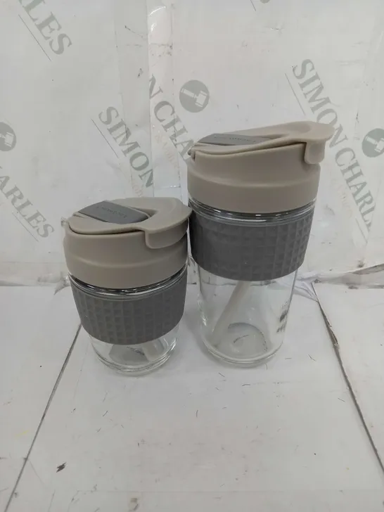 BOXED LOCK & LOCK SET OF 2 GLASS MUGS WITH SILICONE HANDLE 350ML & 500ML