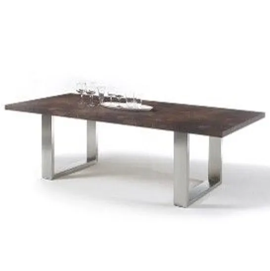 BRAND NEW BOXES STONE DINING TABLE EXTRA LARGE IN RUST AND STAINLESS STEEL LEGS 180×76×100CM (TOP, BOX 1 OF 2 ONLY)  