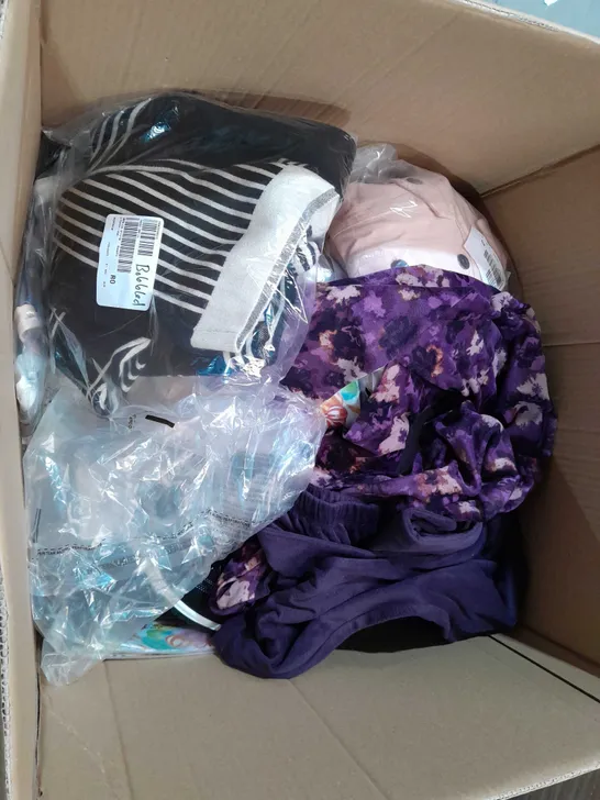 BOX OF APPROX 35 ASSORTED ITEMS TO INCLUDE - D&CO JACKET - PYJAMA SET REG - KNITTED SWEATER ECT 