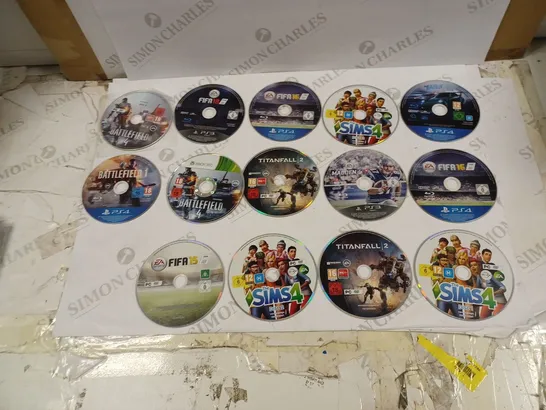 LOT OF APPROXIAMTELY 12 CONSOLE GAMES TO INCLUDE PS4 NHL 17, NINTENDO SWITCH CARNIVAL GAMES, AND PC TITANFALL 2 ETC.