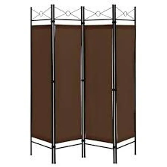 BOXED COSTWAY 6 FEET 4-PANEL LIGHT WEIGHT ROOM DIVIDER WITH POLYESTER CLOTH - BROWN