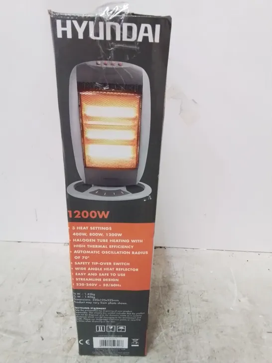 BOXED HYUNDAI 1200W OSCILLATING HALOGEN HEATER