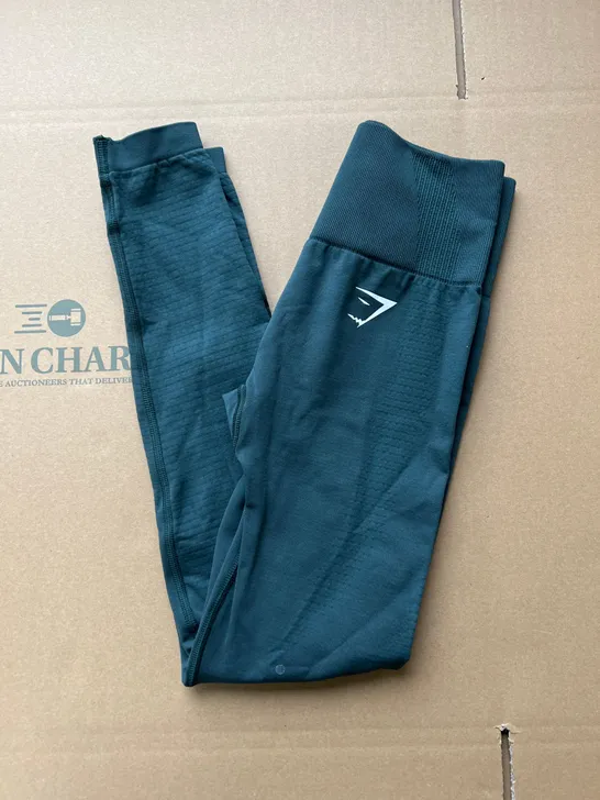 GYMSHARK DARK CHILDRENS GREEN LEGGINGS SIZE UNSPECIFIED 