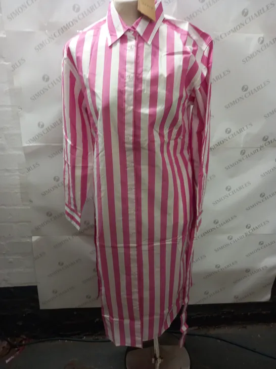 BODEN SHIRT DRESS IN PINK/WHITE - UK 10L