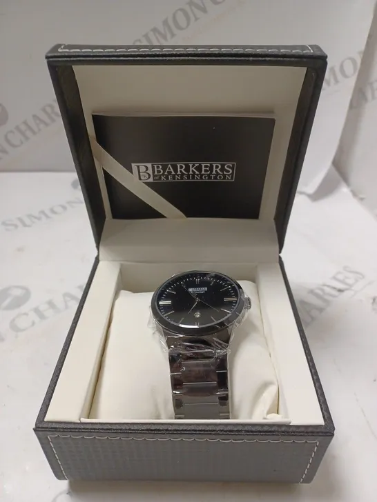 BOXED BARKERS OF KENSINGTON ENTOURAGE STEEL WATCH