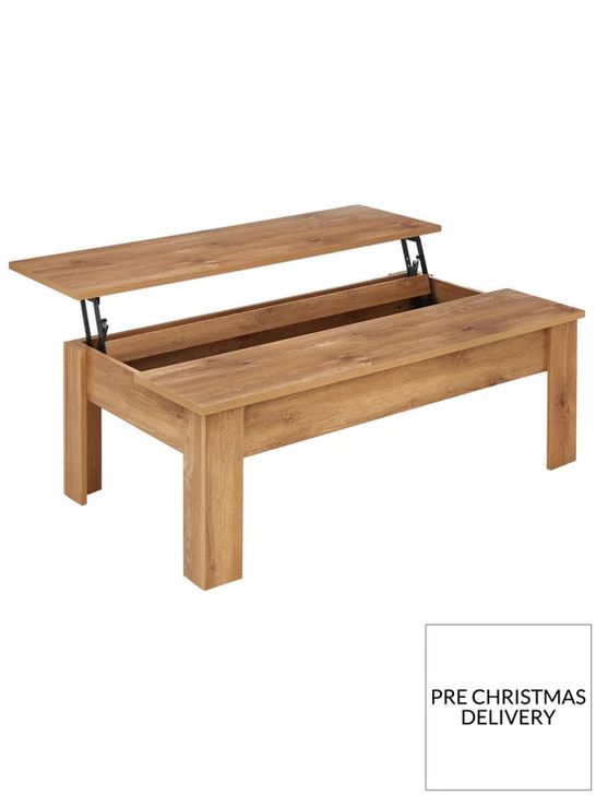 BOXED CLIFTON LIFT UP COFFEE TABLE - OAK RRP £119