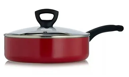 OUTLET COOK'S ESSENTIALS 4 PIECE NON STICK COOKWARE BAKELITE HANDLES RED