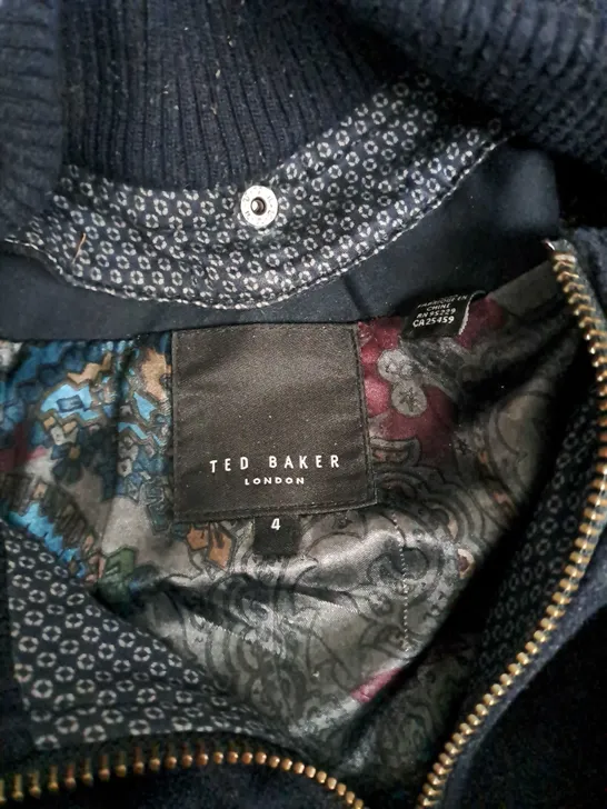 TED BAKER TWO LAYER JACKET IN NAVY - SIZE 4