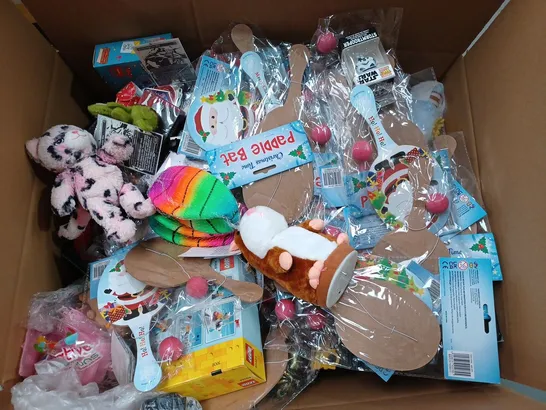 BOX OF APPROX 45 ASSORTED ITEMS TO INCLUDE - NEOPRENE PUPPY HOOD - LEGO 40424 - PIKACHEU KEYCHAIN ECT