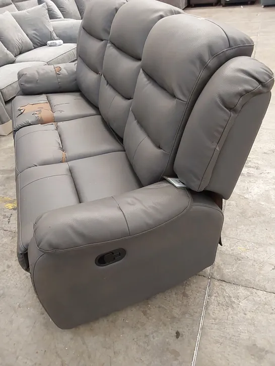 QUALITY DESIGNER 3 SEATER MANUAL RECLINER LEATHER SOFA 