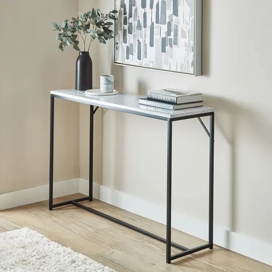 BOXED JAY MARBLE CONSOLE TABLE TOP WITH BLACK FRAME (2BOXES)