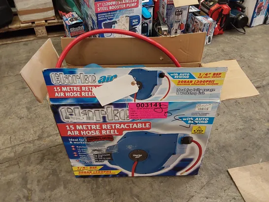 BOXED CLARKE 15 METRE RETRACTABLE AIR HOSE REEL 