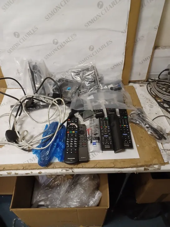 ASSORTED TV REMOTES AND POWER WIRES