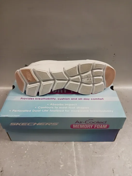 BOXED PAIR OF SKECHERS MEMORY FOAM WHITE TRAINERS - 7