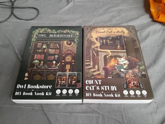 TWO BOOK NOOK KITS TO INCLUDE OWL BOOKSTORE, AND COUNT CATS STUDY 