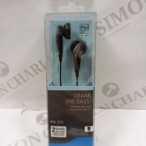 BOXED SENNHEISER CRANK THE BANK MX 375 IN EAR HEADPHONES