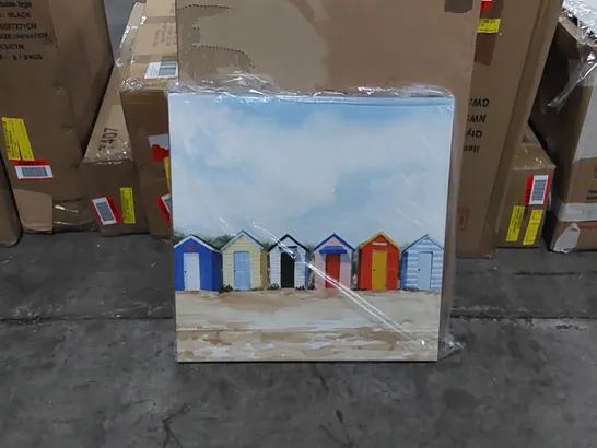 BOXED PAINTING - BEACH HUTS I BY GRACE POPP (1 BOX)