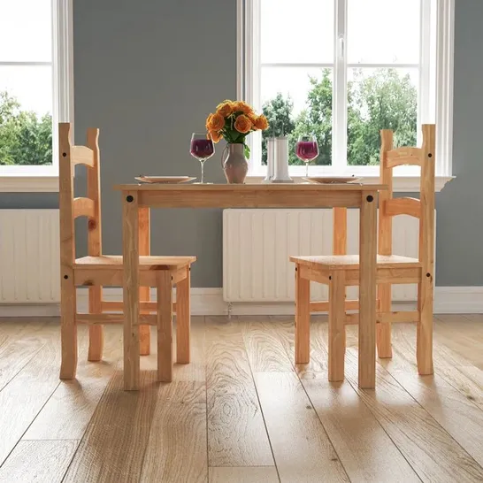 BOXED DOE 2 PERSON PINE SOLID WOOD DINING SET (1 BOX)