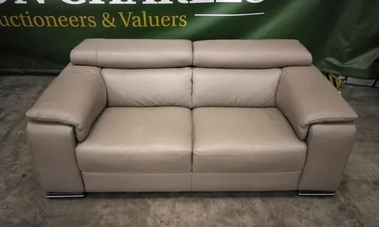 QUALITY ITALIAN DESIGNER MELO LOVESEAT MUD LEATHER