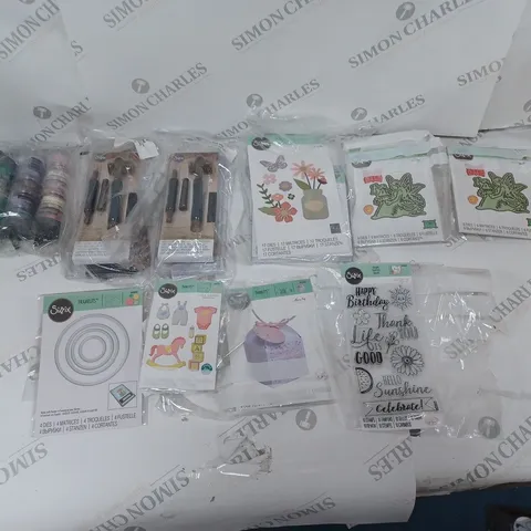 APPROXIMATELY 10 SIZZIX CRAFTING ITEMS TO INCLUDE THINLITS DIE, SEQUIN AND BEADS, AND SIZZIX TIM HOLTS MINI TOOL SET ETC.